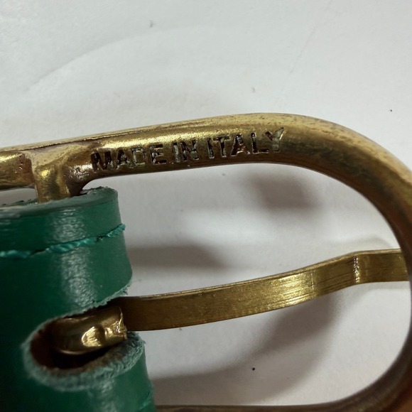 Persaman New York Belt Womens Large Kelly Green Italian Leather Quiet Luxury - Picture 9 of 10